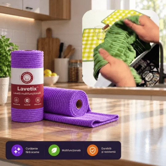 🧽 Adio prosoapelor de hârtie aruncate după o singură folosire – Lavetix™ ✨
